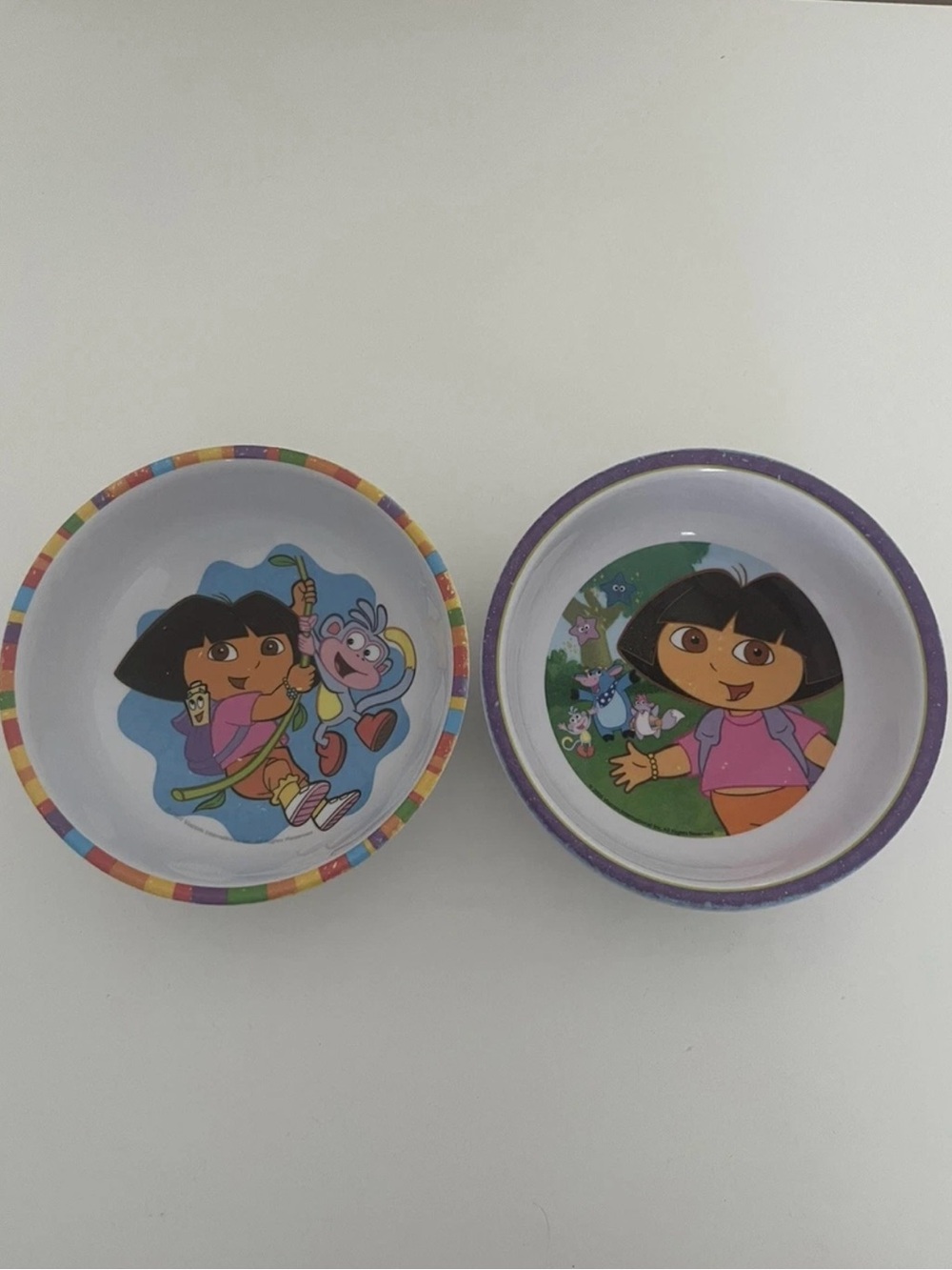 Lot Of 2 Zak Designs Vintage 2001 Dora The Explorer Melamine Cereal Bowls